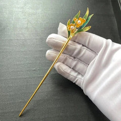 Cloisonne Daffodil Hairpin Chinese Style Tassel Hanfu Traditional Hair Jewelry 07FC0E-D4 - KOEEK [3]