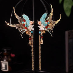 Cloisonne Tassel Hair Clips Chinese Style Hanfu Headpiece 1 Pair 07FC0E-D4 - KOEEK [1]