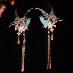 Cloisonne Tassel Hair Clips Chinese Style Hanfu Headpiece 1 Pair 07FC0E-D4 - KOEEK [3]