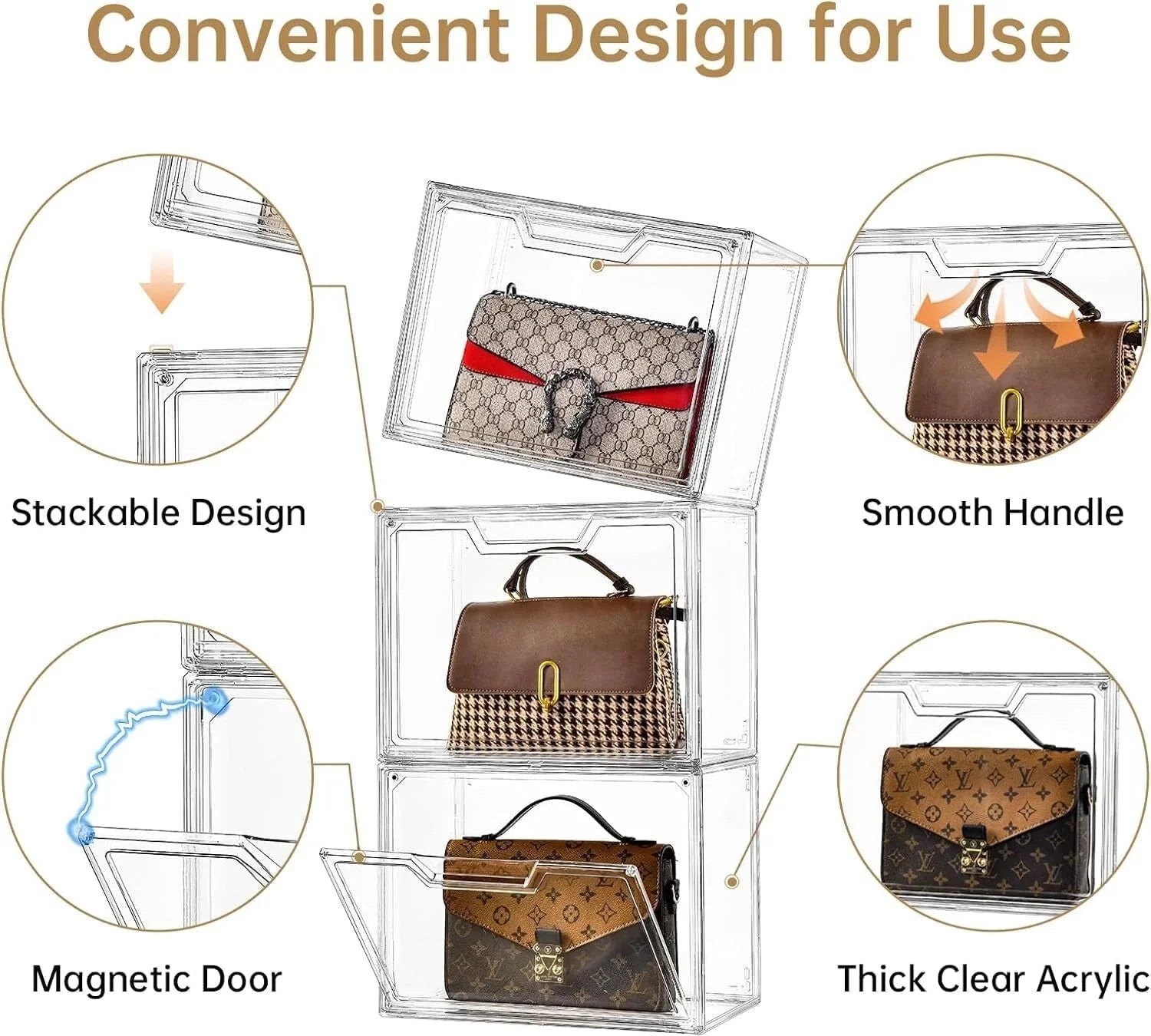 Closet Purse Organizer, Display Box for Handbag Storage, (5-Pack) 07FC0E-D4 - KOEEK [4]