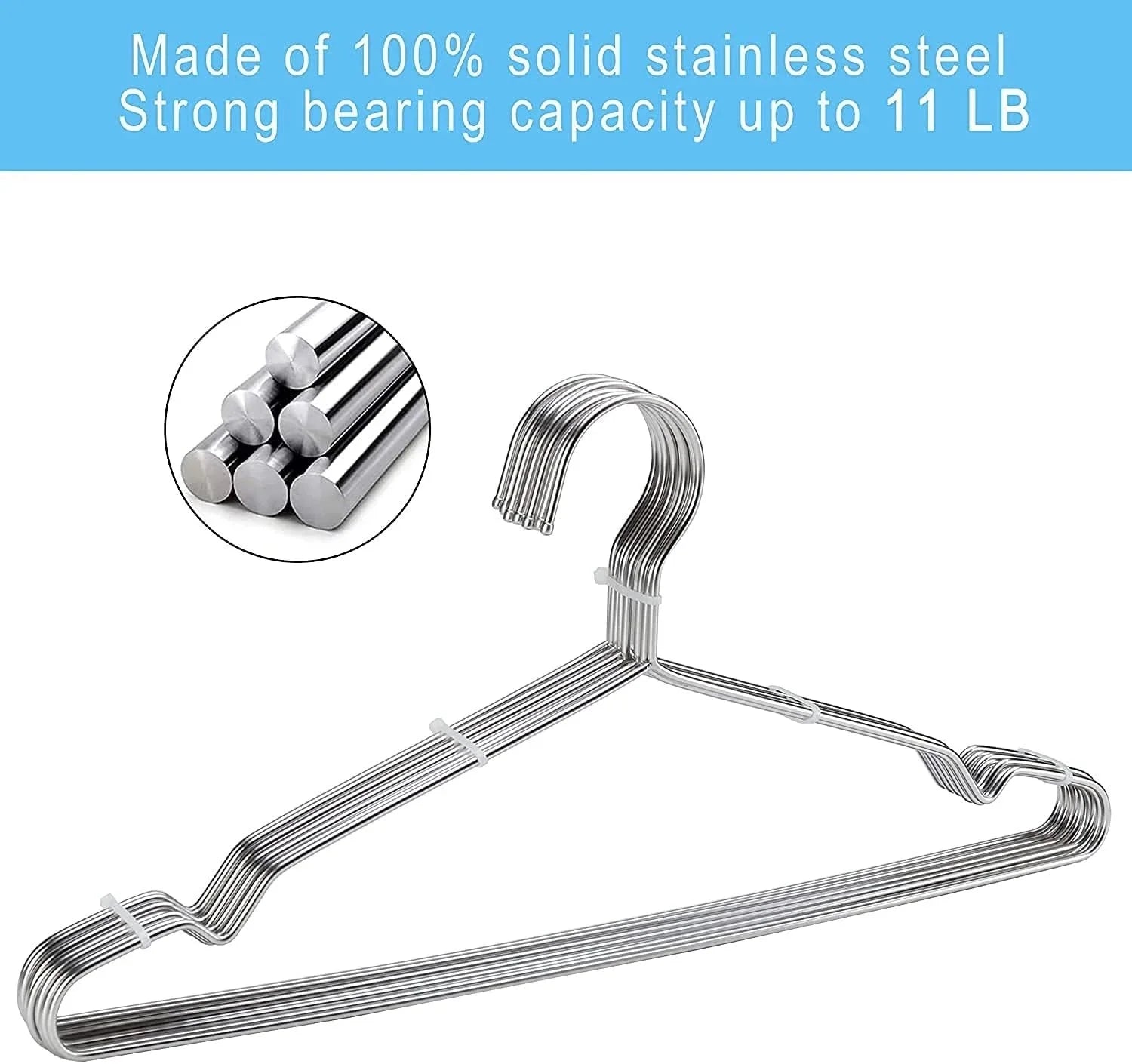 Clothes Hangers Coat 50 Pack 17.7 Inch Large Bulk Wire Hanger Non-Slip Heavy 07FC0E-D4 - KOEEK [4]