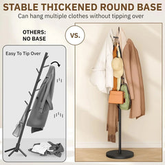 Coat Rack Freestanding,Coat Tree with Stable Wood Base Coat Hanger Stand 07FC0E-D4 - KOEEK [2]