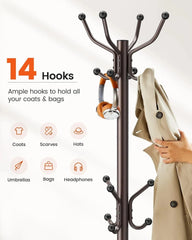 Coat Rack with 14 Hooks, Freestanding Coat Rack Stand for Entryway, Hallway 07FC0E-D4 - KOEEK [3]