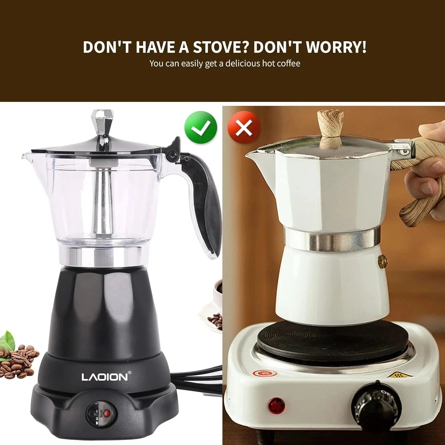 Coffee Maker, 6 Cup Electric Espresso Machine, Home Travel Coffee Gifts 07FC0E-D4 - KOEEK [4]