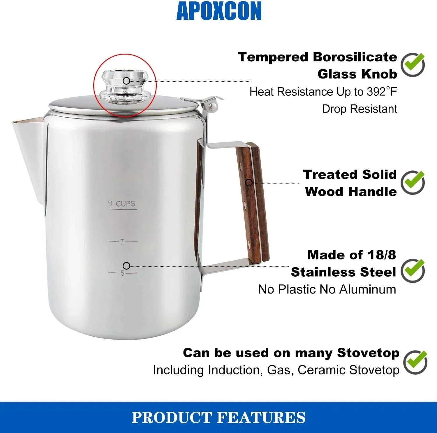 Coffee dripper with two heat-resistant reinforced glass knobs 07FC0E-D4 - KOEEK [4]