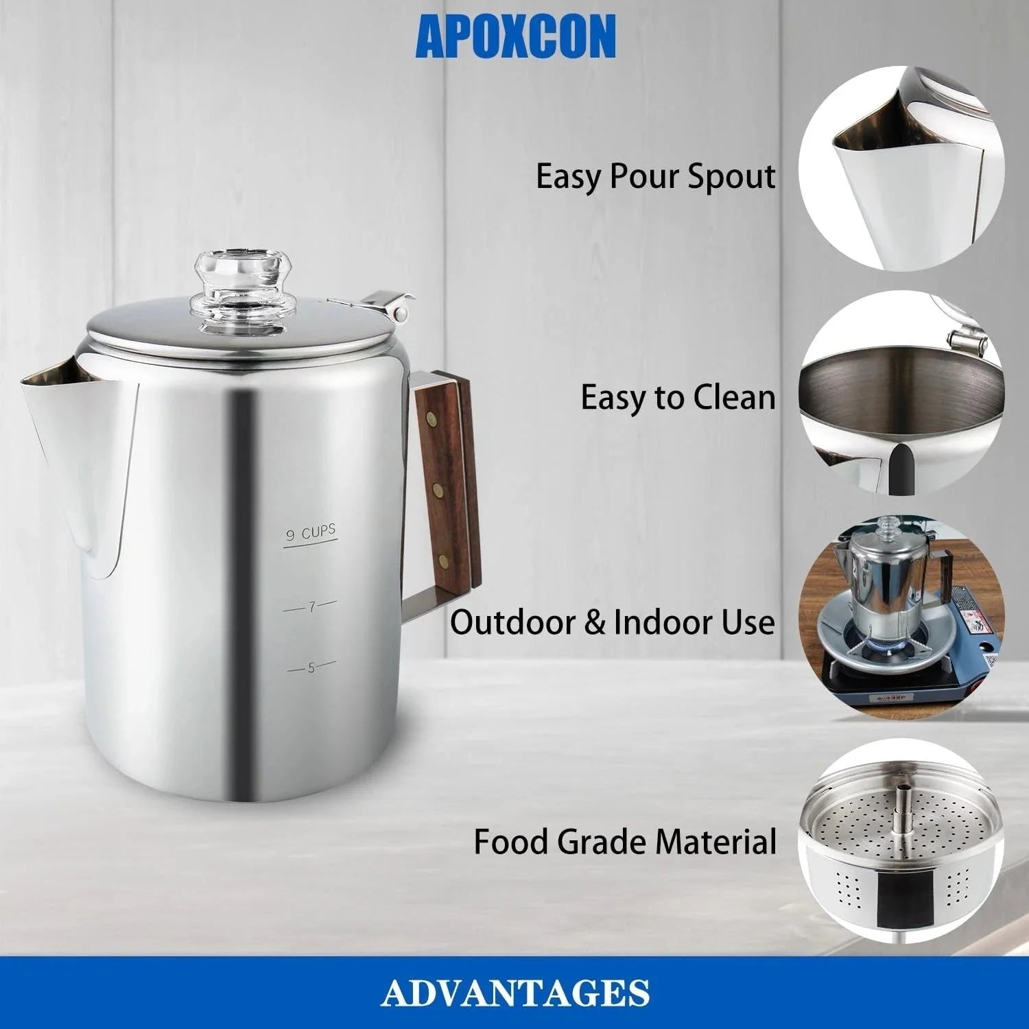 Coffee dripper with two heat-resistant reinforced glass knobs 07FC0E-D4 - KOEEK [7]