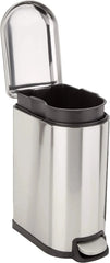 Compact trash can with lid and soft close foot pedal, brushed stainless steel 07FC0E-D4 - KOEEK [1]