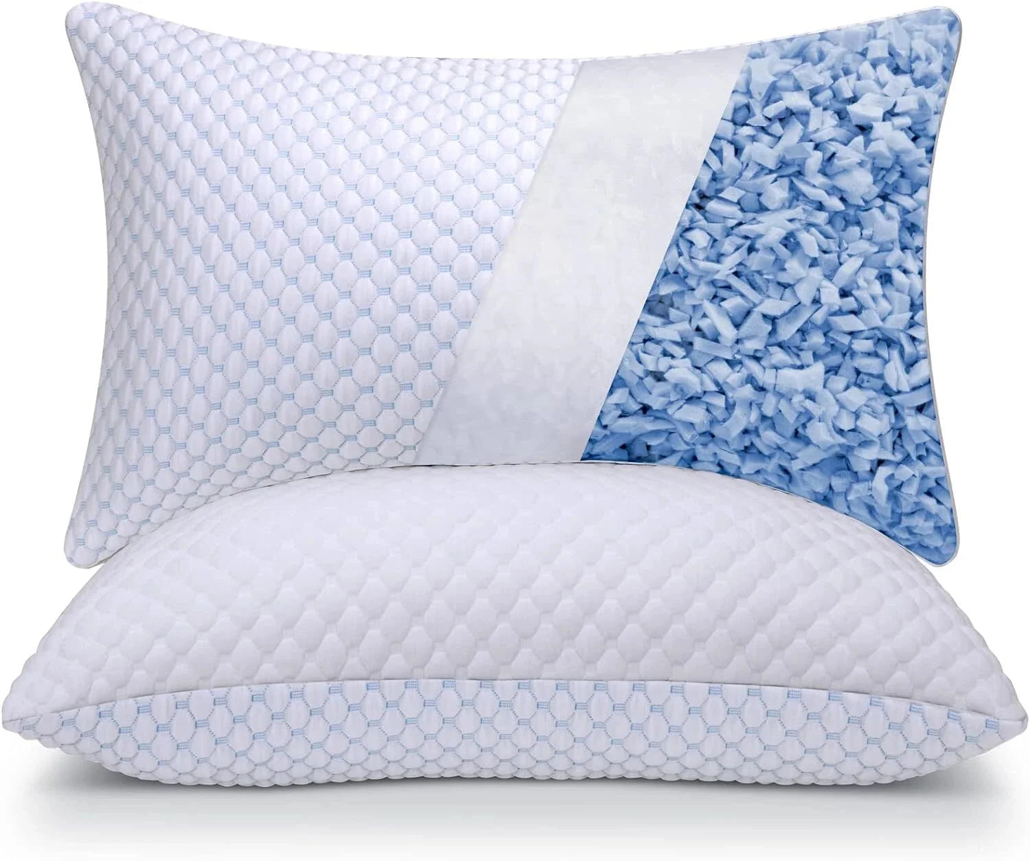 Compressed Memory Foam Pillow King 2-Pack, Sleep Cooling Pillow 2-Pack 07FC0E-D4 - KOEEK [1]