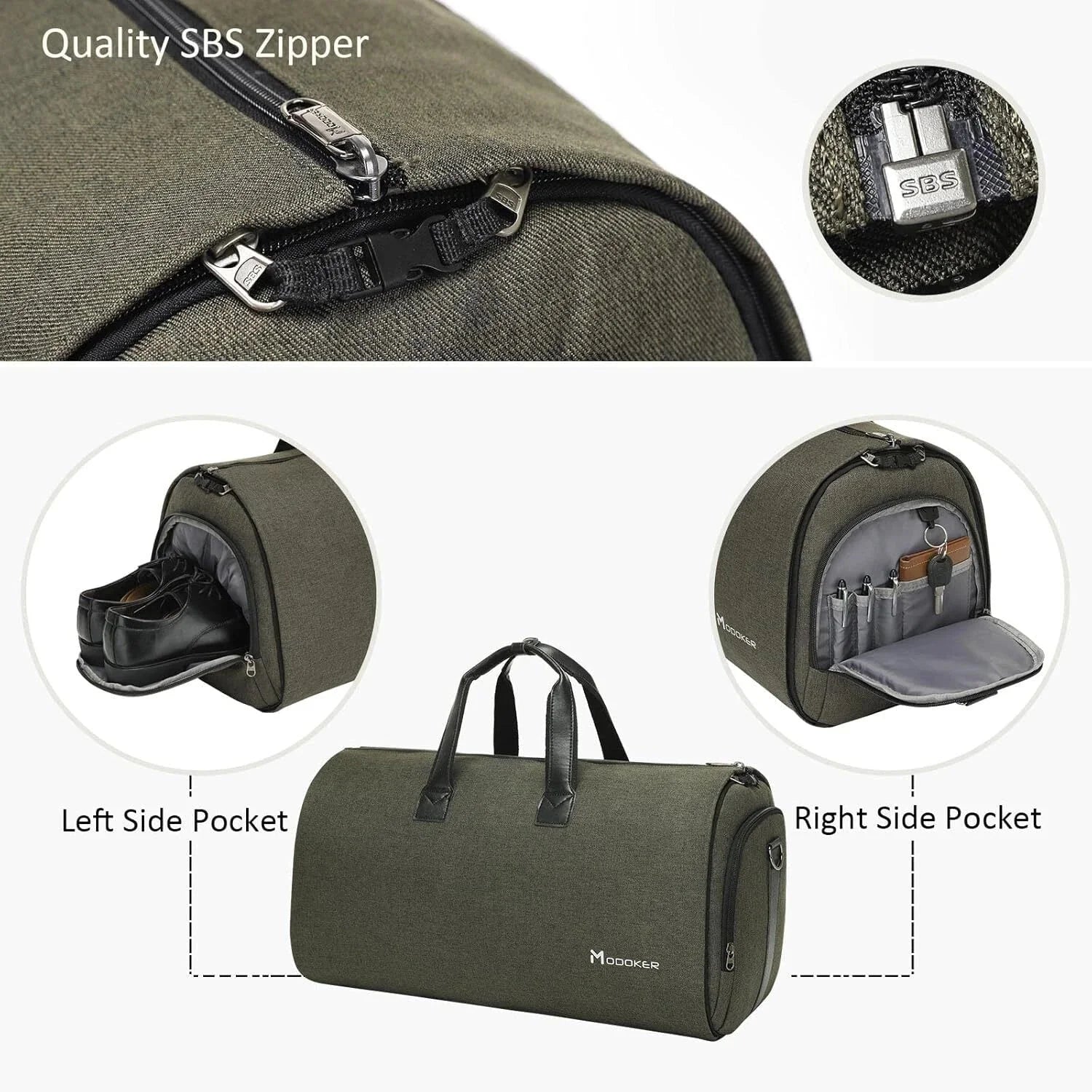 Convertible garment bag with shoulder strap, 2-in-1 hanging suitcase travel bag 07FC0E-D4 - KOEEK [5]