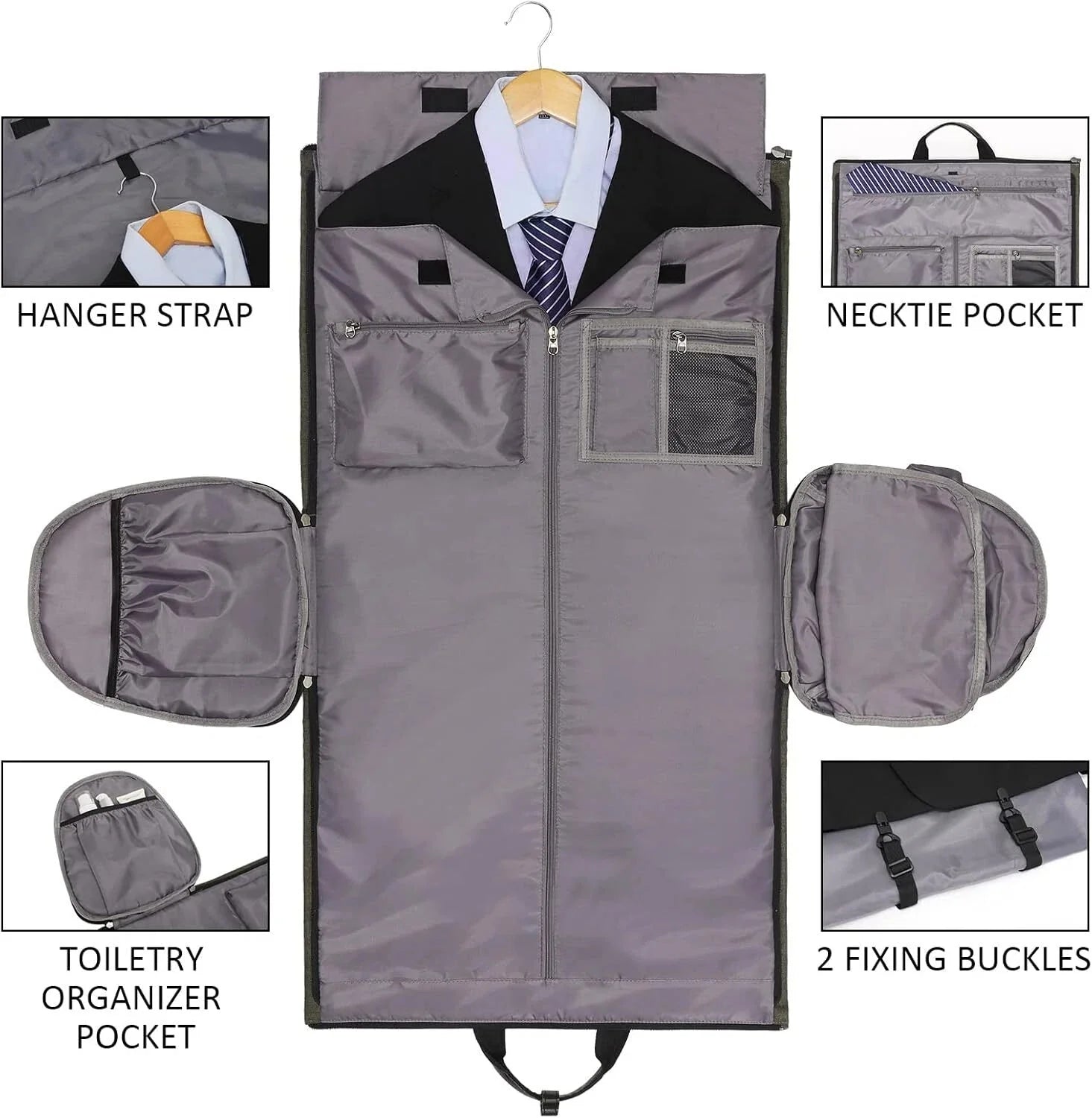 Convertible garment bag with shoulder strap, 2-in-1 hanging suitcase travel bag 07FC0E-D4 - KOEEK [8]