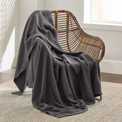 Cot Queen Size Double Bed Blanket-Breathable and Soft,Waffle Weave Blanket 07FC0E-D4 - KOEEK [1]