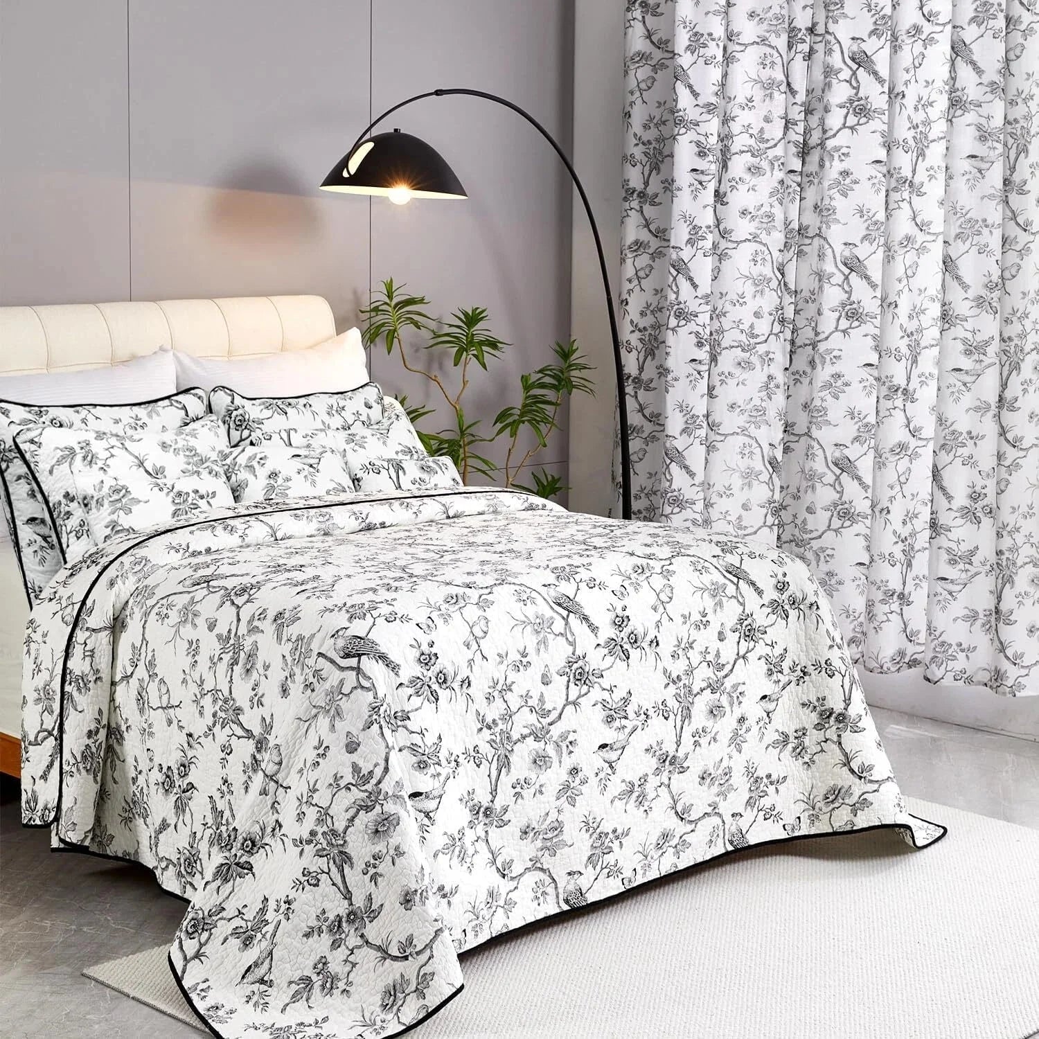Cotton Queen Size Black Bird Bedding Set Printed Lightweight Duvet Cover 07FC0E-D4 - KOEEK [4]