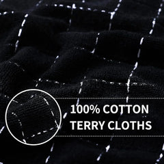 Cotton Terry Kitchen Towels(Black, 13 x 28 inches), Checkered Designed,Soft 07FC0E-D4 - KOEEK [3]