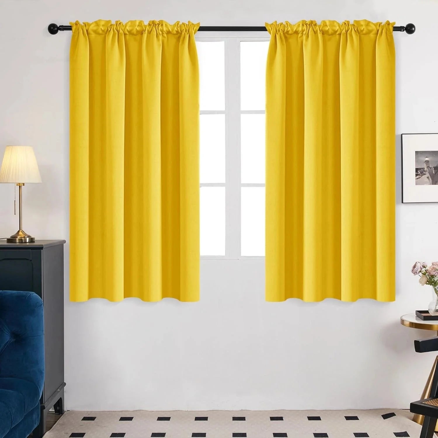 Country-style living room curtains, 42 inches wide x 45 inches long, set of 2 07FC0E-D4 - KOEEK [1]
