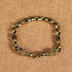 Creativity Brass Handmade Vintage Bracelet 22cm Men's Collectable Bracelet 07FC0E-D4 - KOEEK [1]