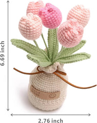 Crochet Woven Tulips with Wool,Simulation Plant Crochet Hand-Woven Flowers 07FC0E-D4 - KOEEK [3]