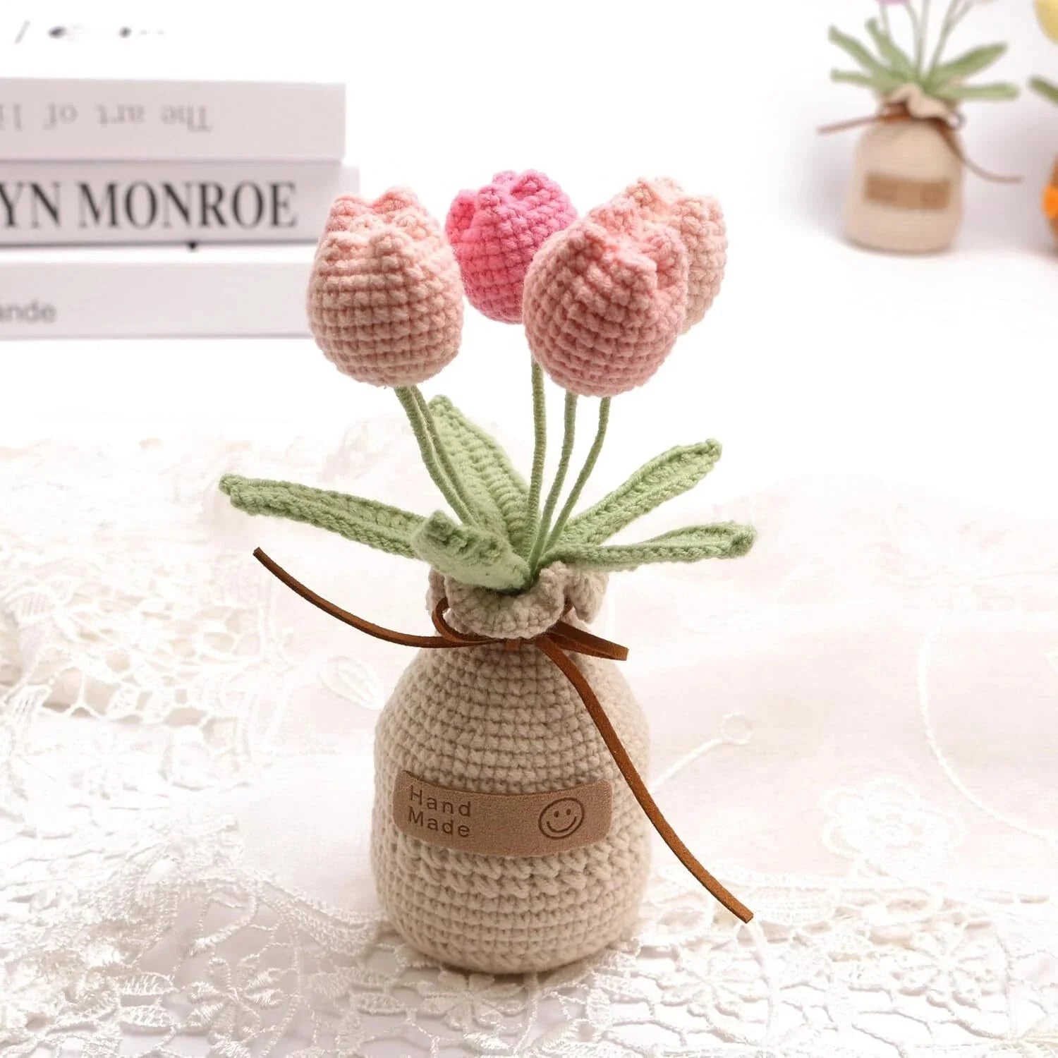 Crochet Woven Tulips with Wool,Simulation Plant Crochet Hand-Woven Flowers 07FC0E-D4 - KOEEK [4]