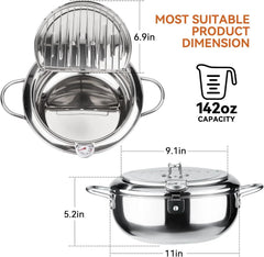 Deep Fryer, 11-inch/4.2 Liter Japanese Style Tempura Fryer, 304 Stainless Steel 07FC0E-D4 - KOEEK [4]