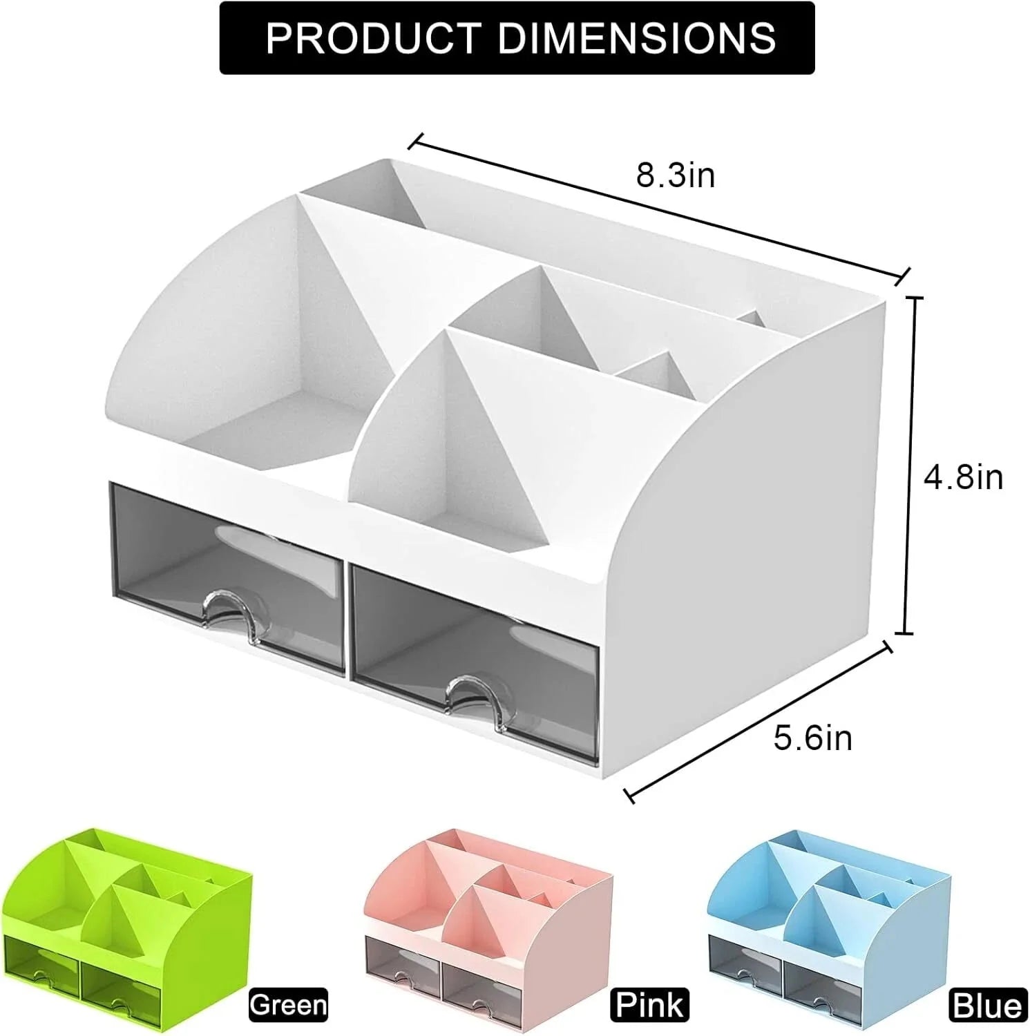 Desk Organizer with 6 Compartments and 2 Drawers, Plastic Makeup Organizer 07FC0E-D4 - KOEEK [3]