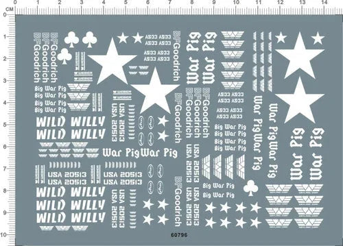 Detail Up 1/10 WILD WILLY CUSTOM markings RC Model Kit Water Slide Decal White 07FC0E-D4 - KOEEK [1]