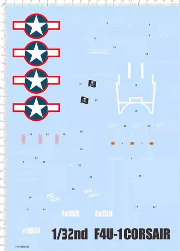 Detail Up 1/32 WWII USMC Vought F4U-1A CORSAIR Fighter Water Slide Decal 04781 07FC0E-D4 - KOEEK [1]
