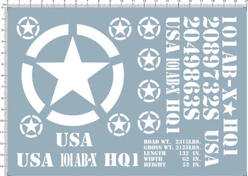 Detail Up US Army 101 Military Vehicle Tank Panzer Model Water Slide Decal White 07FC0E-D4 - KOEEK [1]