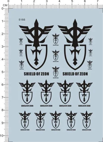Different Scales SHIELD OF ZEON GDM Markings Model Kit Water Slide Decal Black 07FC0E-D4 - KOEEK [1]