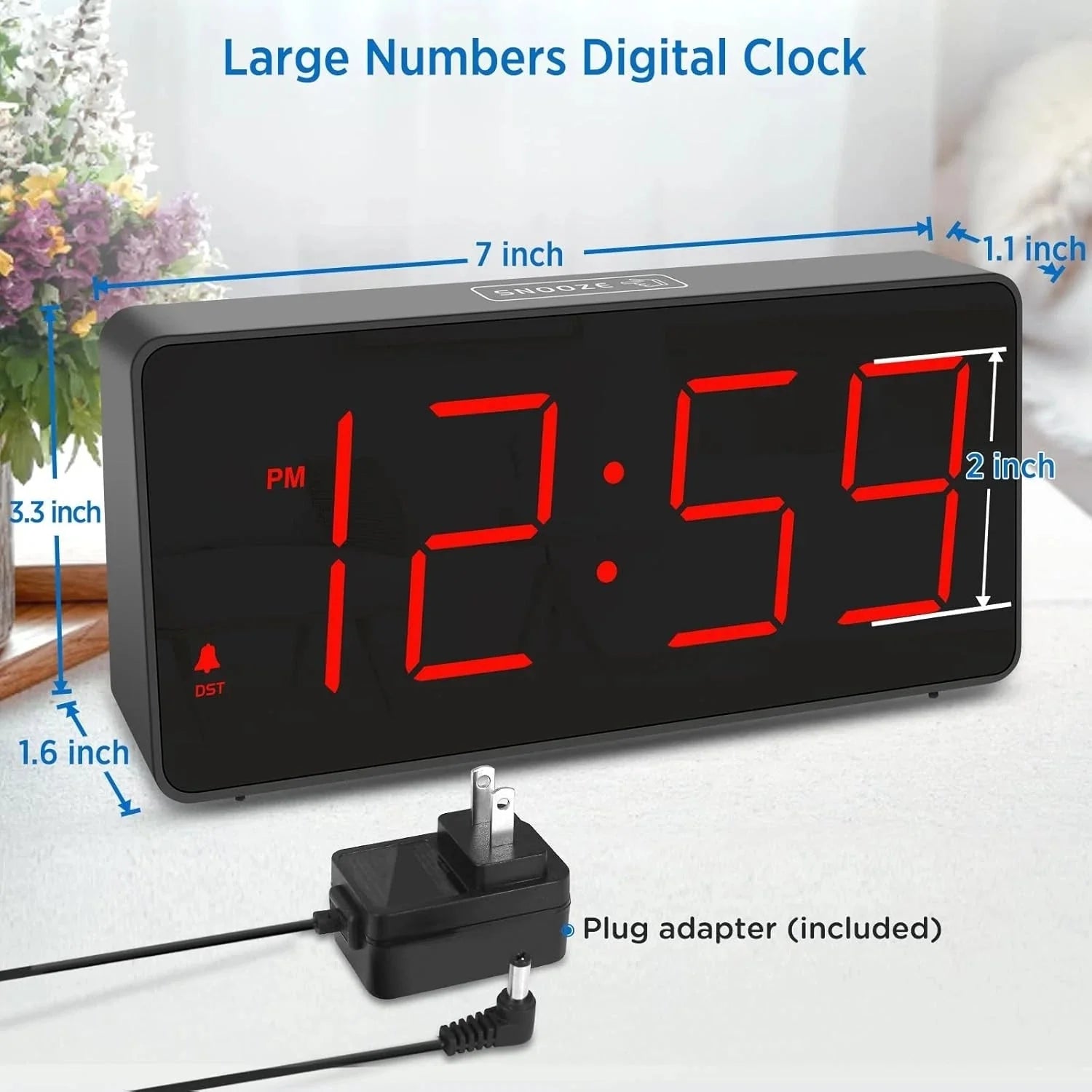 Digital clock, bedroom alarm clock with USB charging port 07FC0E-D4 - KOEEK [2]