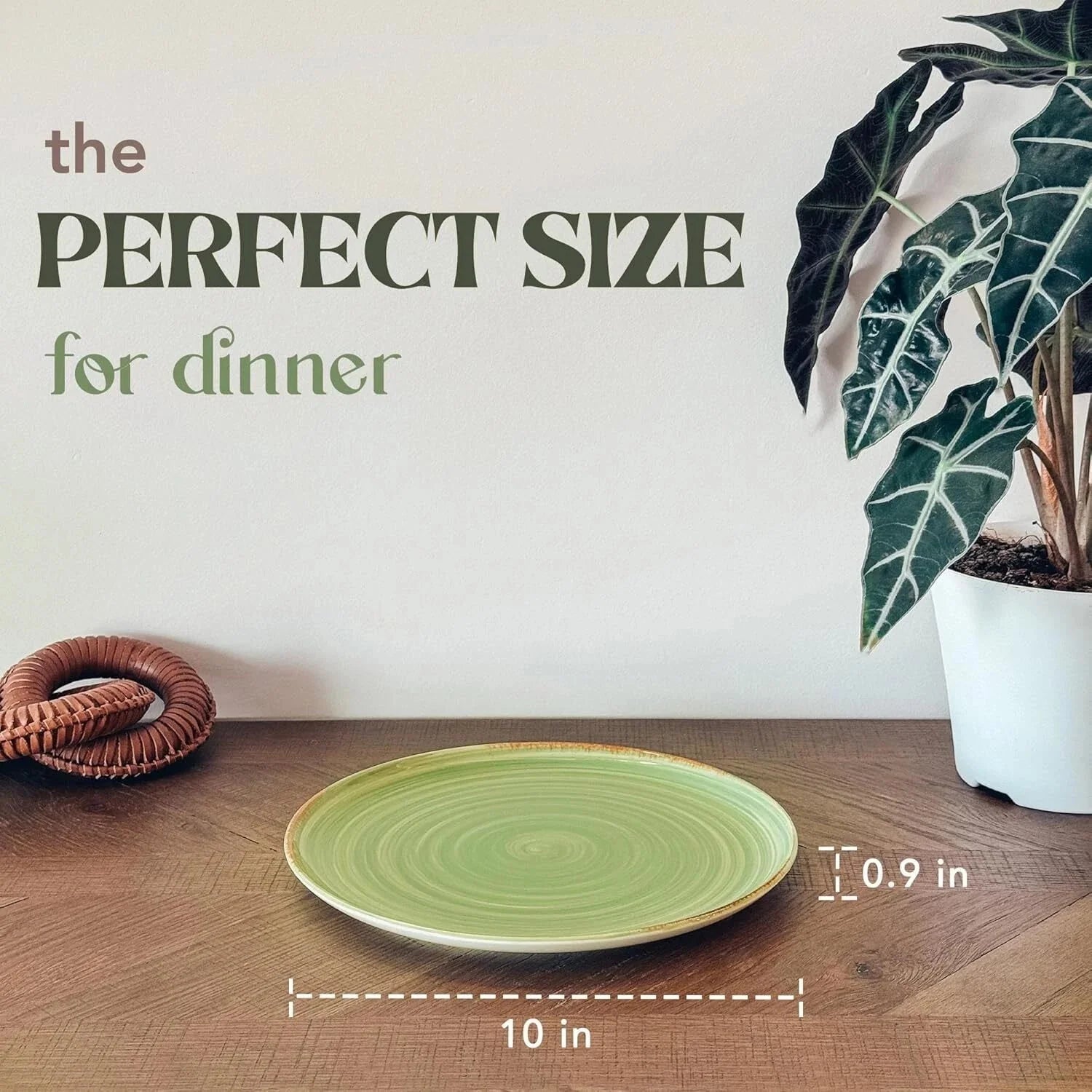 Dinnerware Plates (Set of 6), 10-inch Modern Spiral Porcelain Plate, Earth Color 07FC0E-D4 - KOEEK [2]