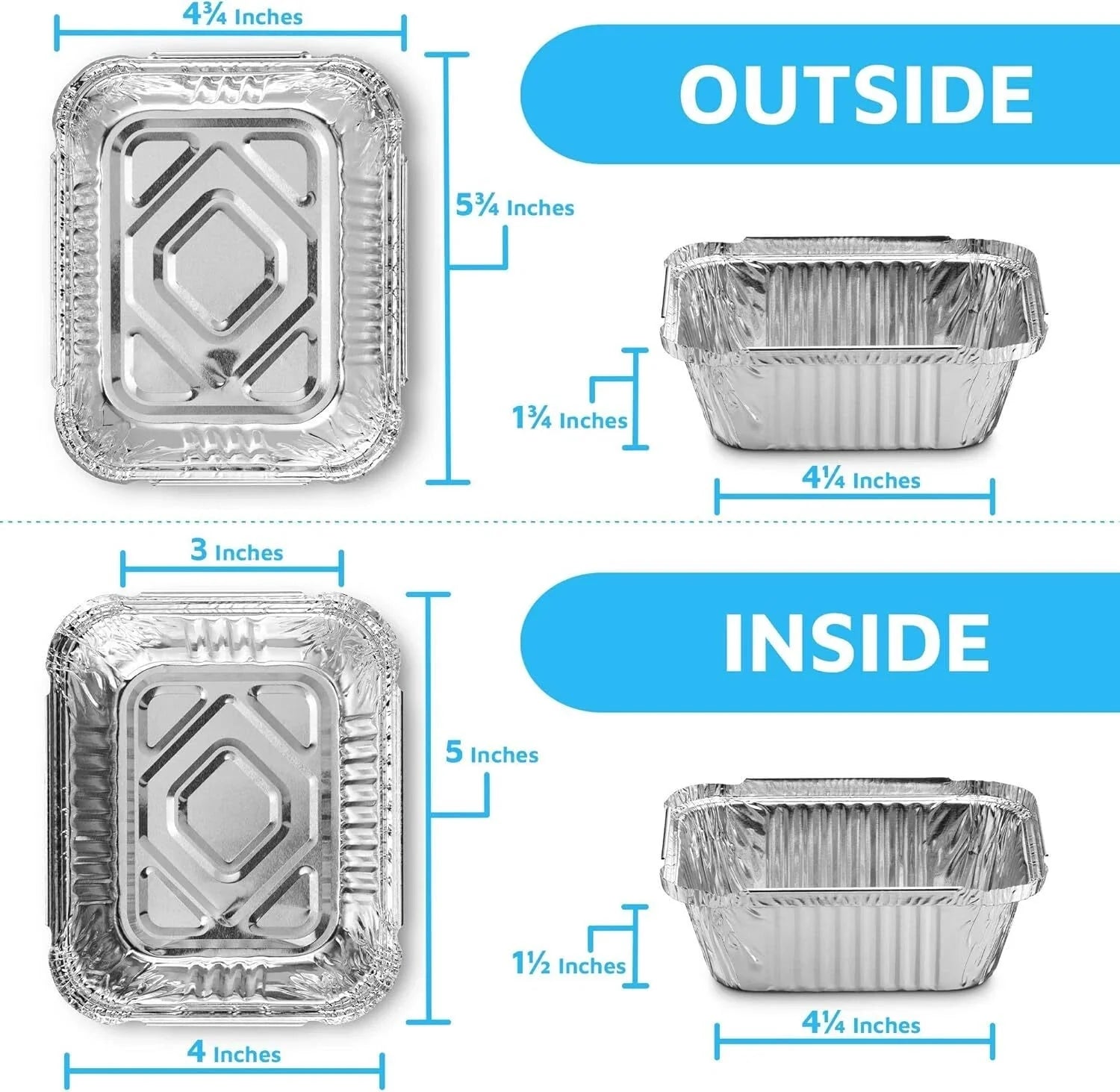 Disposable Takeout Pans Clear Lids | 1lb Capacity Aluminum Foil Food Containers 07FC0E-D4 - KOEEK [2]