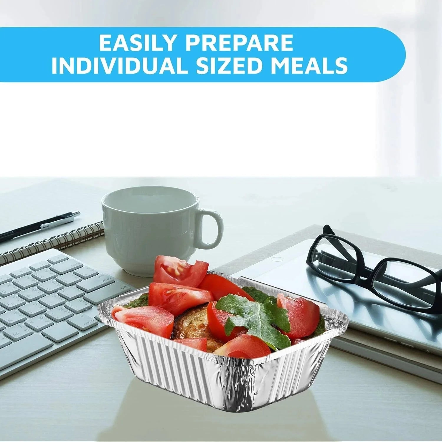 Disposable Takeout Pans Clear Lids | 1lb Capacity Aluminum Foil Food Containers 07FC0E-D4 - KOEEK [4]