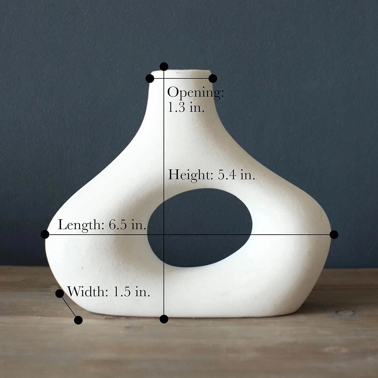 Donut Vase, Set of 2 -, White Ceramic Hollow Donut Vase Decoration 07FC0E-D4 - KOEEK [5]