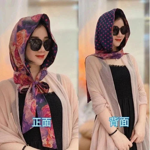 Double Sided Scarf Hat for Women Sun Protection Head Wrap Summer Travel Cover Up 07FC0E-D4 - KOEEK [1]