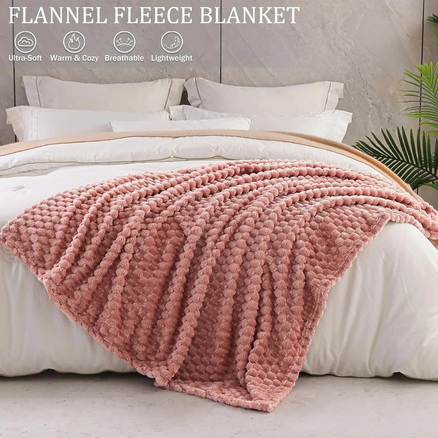 Double-sized soft plush blanket, 60x80 inches, soft comfortable, and lightweight 07FC0E-D4 - KOEEK [4]