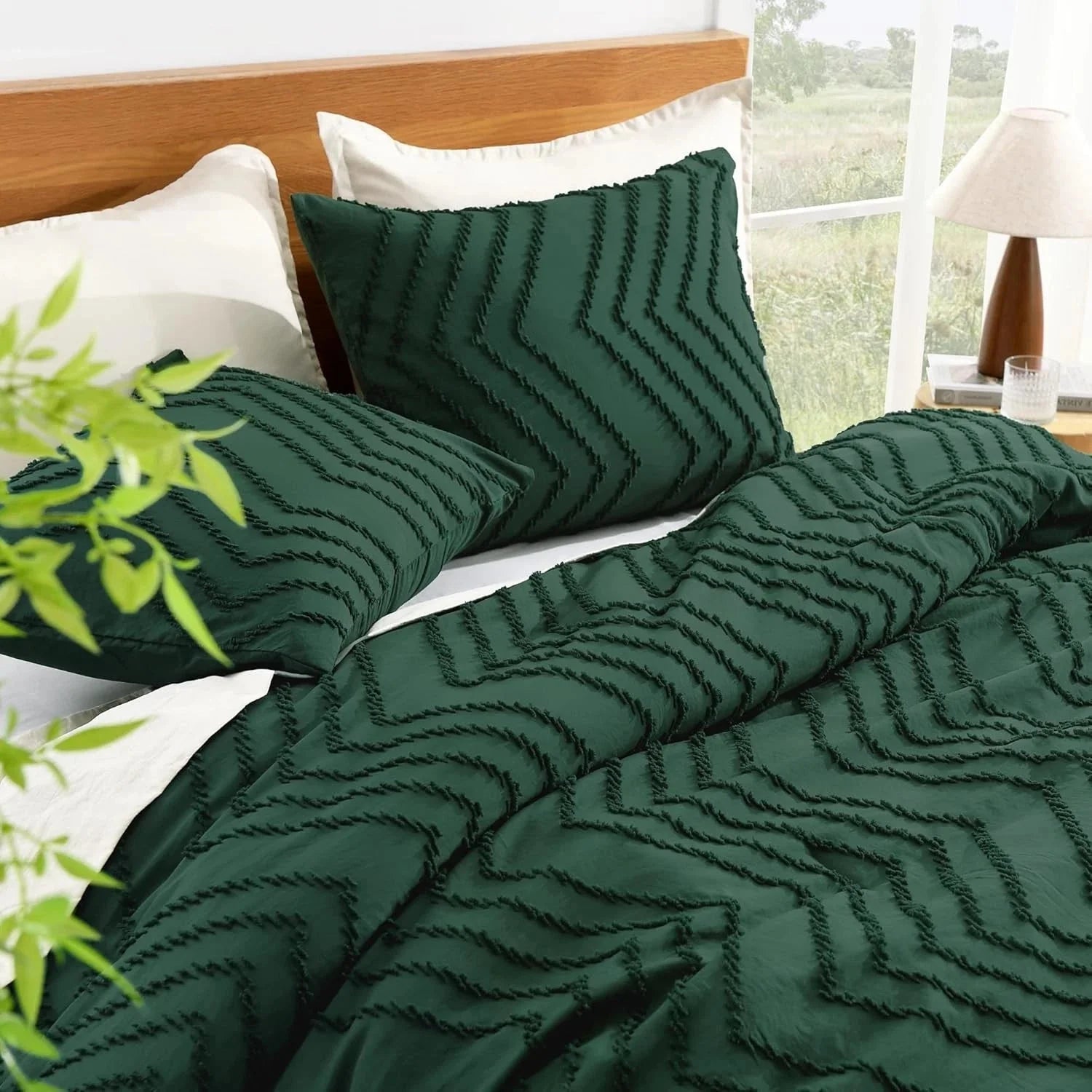 Down comforter set, deep emerald green, 3-piece set 07FC0E-D4 - KOEEK [3]