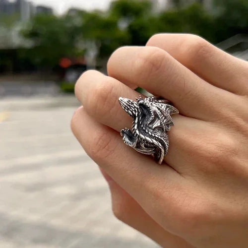 Dragon Ring Handmade Vintage Adjustable Index Finger Ring Men Jewelry Accessory 07FC0E-D4 - KOEEK [7]