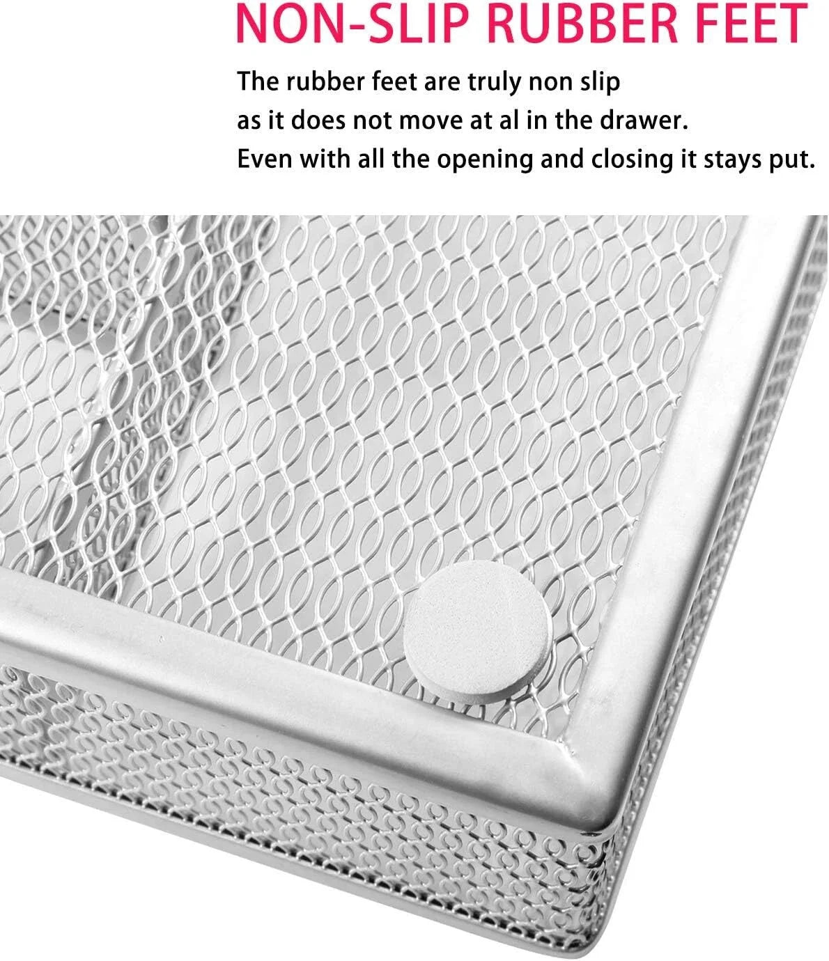 Drawer Organizer, Silverware Flatware, Mesh Wire, Non-Slip, 5 Components, Silver 07FC0E-D4 - KOEEK [6]