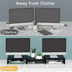 Dual Monitor Stand Riser Office Desktop Organizer Stand 2 Monitors,Adjustable 07FC0E-D4 - KOEEK [3]