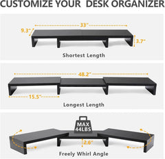 Dual Monitor Stand Riser Office Desktop Organizer Stand 2 Monitors,Adjustable 07FC0E-D4 - KOEEK [4]