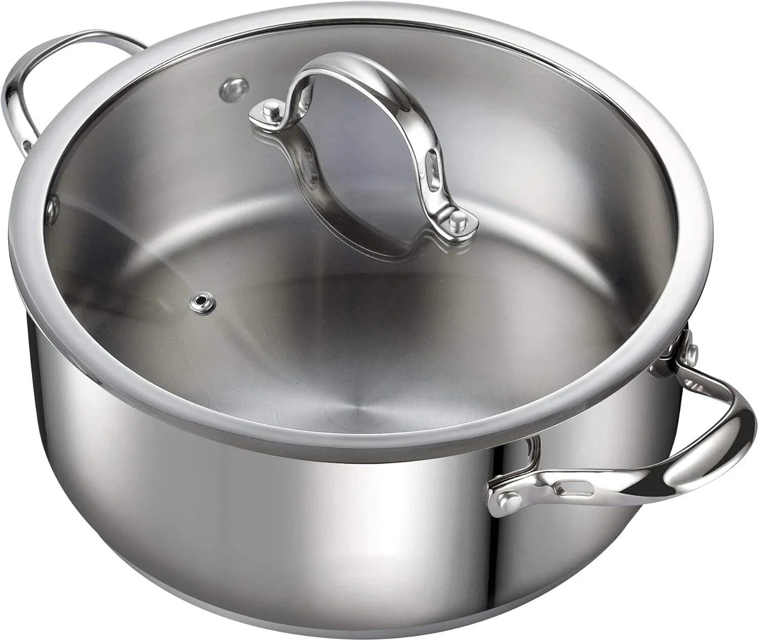 Dutch Crock Pot with Glass Lid, 7Quart Classic Stainless Steel Crock Pot, Silver 07FC0E-D4 - KOEEK [2]
