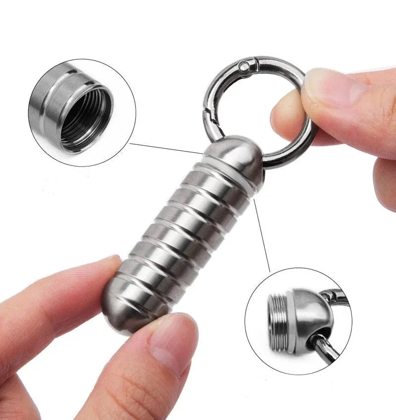 EDC Box Titanium Waterproof Box Sealed Container Outdoor Survival Tool with Ring 07FC0E-D4 - KOEEK [5]
