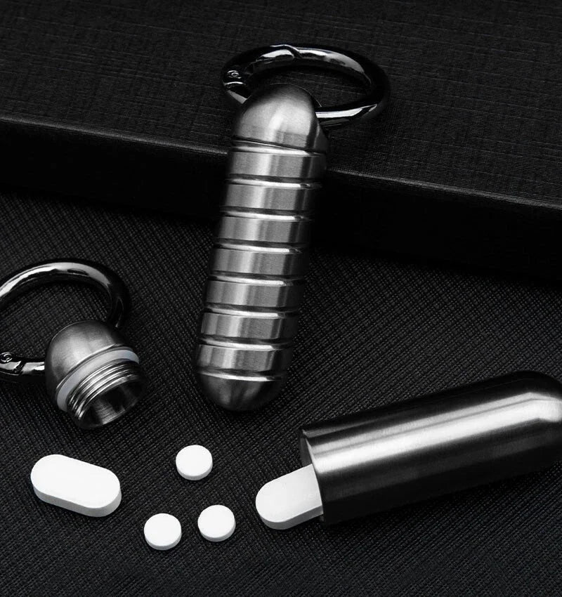 EDC Box Titanium Waterproof Box Sealed Container Outdoor Survival Tool with Ring 07FC0E-D4 - KOEEK [8]