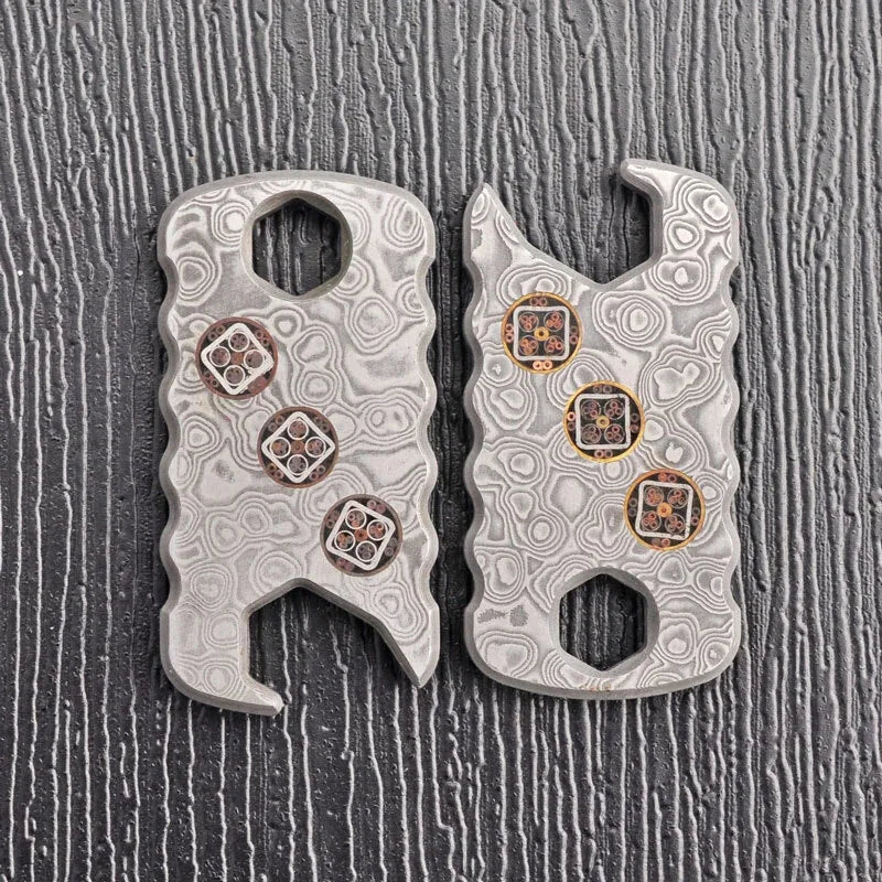 EDC Damascus Steel Multi Tools Card Necklace Wrench Bottle Opener Keychain 07FC0E-D4 - KOEEK [1]