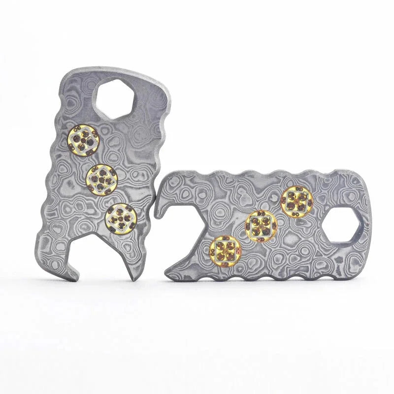 EDC Damascus Steel Multi Tools Card Necklace Wrench Bottle Opener Keychain 07FC0E-D4 - KOEEK [6]
