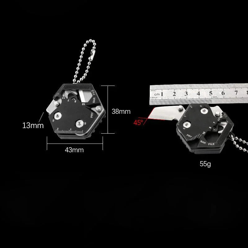 EDC Multi Tools Mini Portable Gadget 14-in-1 Pocket Multi Tool Keychain Key Ring 07FC0E-D4 - KOEEK [4]