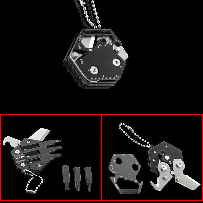 EDC Multi Tools Mini Portable Gadget 14-in-1 Pocket Multi Tool Keychain Key Ring 07FC0E-D4 - KOEEK [5]