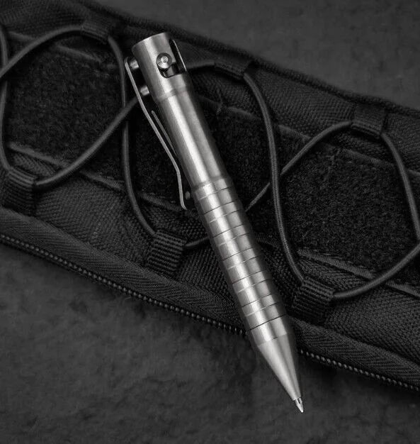 EDC Portable Pocket Outdoors Pen Solid TC4 Titanium Alloy Bolt Action Ball Pen 07FC0E-D4 - KOEEK [2]
