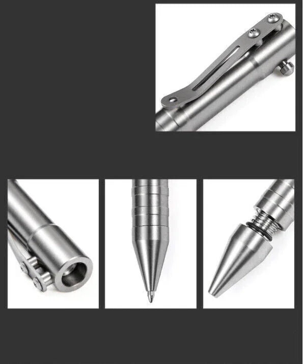 EDC Portable Pocket Outdoors Pen Solid TC4 Titanium Alloy Bolt Action Ball Pen 07FC0E-D4 - KOEEK [6]