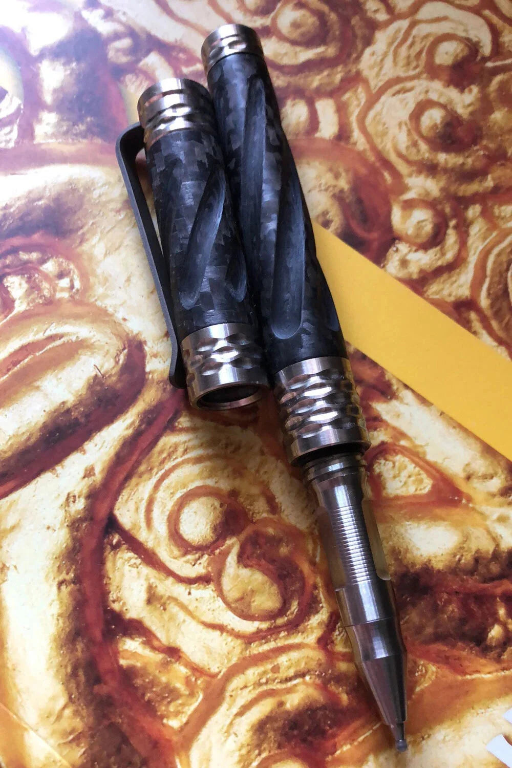 EDC Swirl Solid Titanium Carbon Fiber Tactical Ball-Point Business Signature Pen 07FC0E-D4 - KOEEK [10]