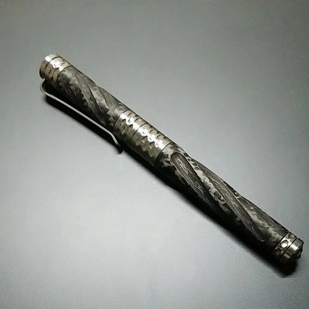 EDC Swirl Solid Titanium Carbon Fiber Tactical Ball-Point Business Signature Pen 07FC0E-D4 - KOEEK [1]